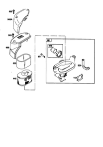 Air Filter Diagram and Parts List for 12V800-12V899 1742-1766-1776 Briggs and Stratton Engine